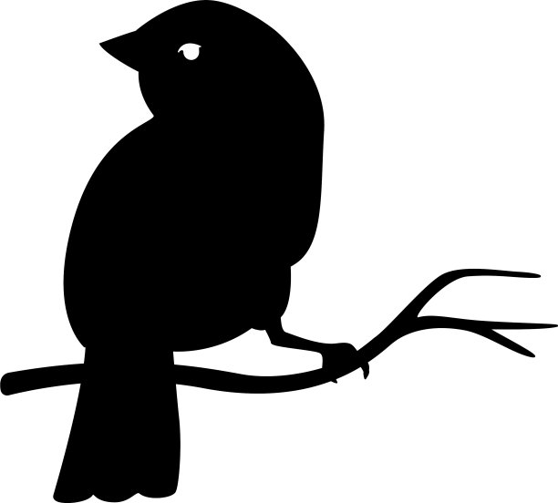 剪影——小鸟坐在树枝上图片下载