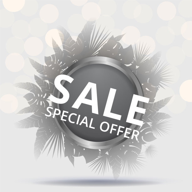 销售旗帜与热带棕榈叶时尚图片下载