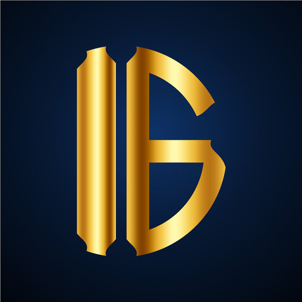 首字母I g圆形，优雅的金色图片下载