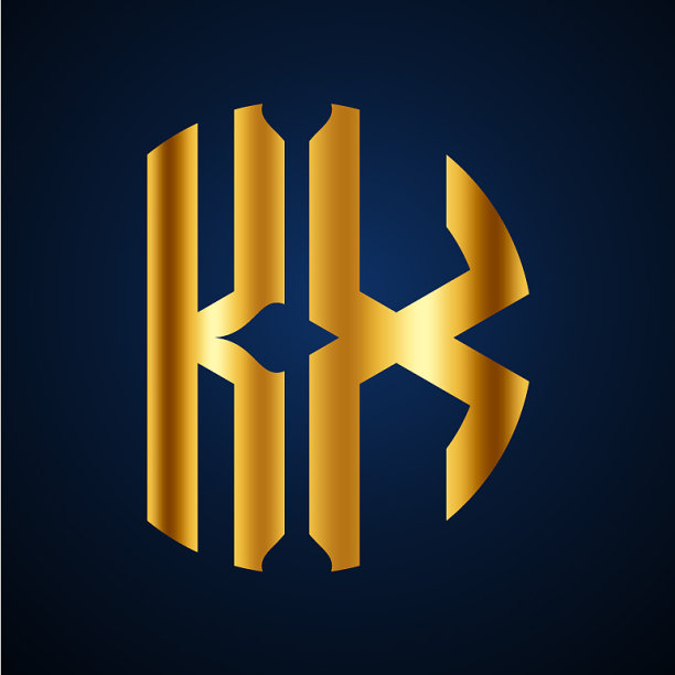 首字母k x圆形和优雅的金色图片下载