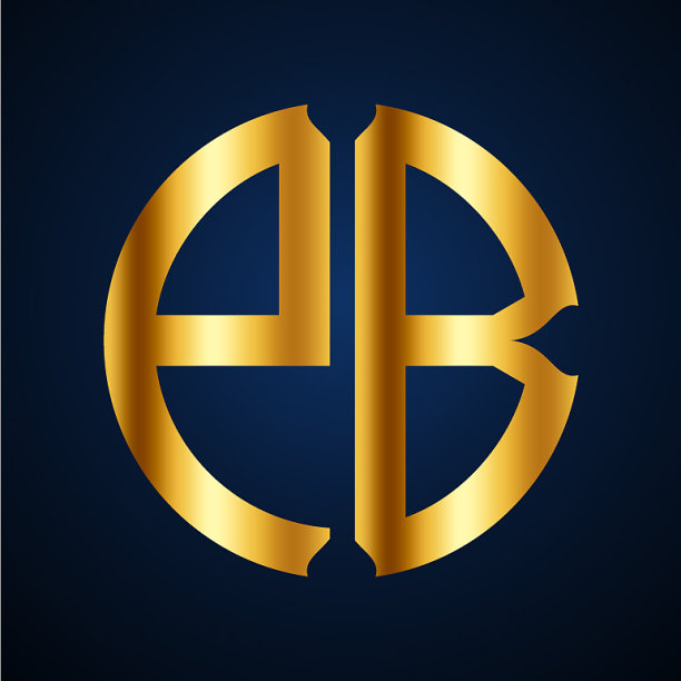 首字母p b圆形，优雅的金色图片下载