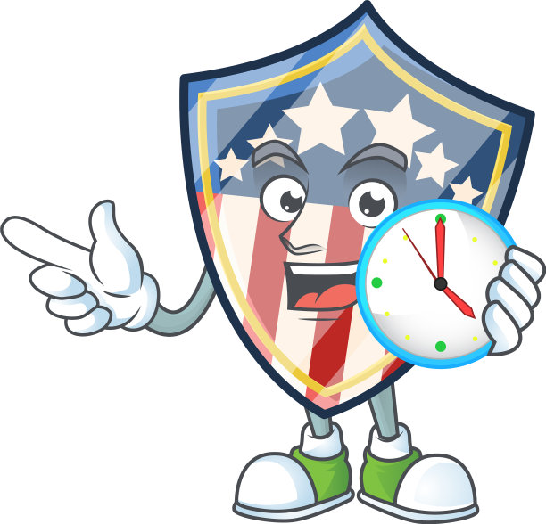 古董盾徽章美国卡通与时钟图片下载