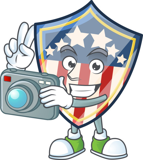 一个复古盾徽章美国摄影师卡通图片下载