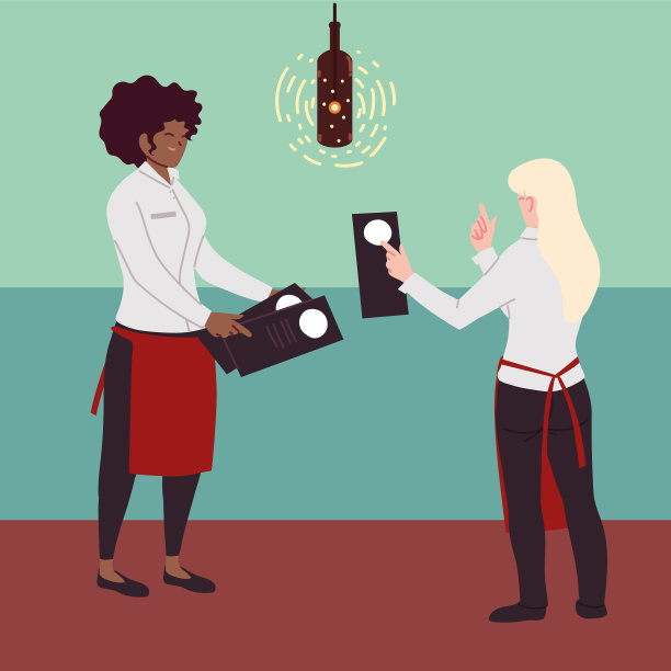 穿着制服的女服务员在餐厅里点餐图片下载