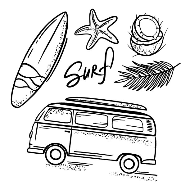 冲浪海上旅行放松手画图片下载