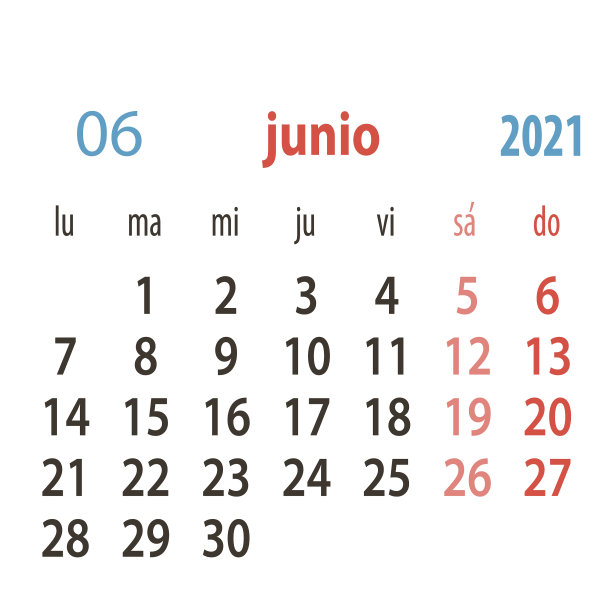 西班牙日历2021模板周开始图片下载