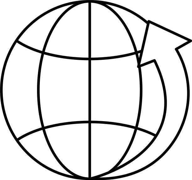 球面世界行星与箭头向上的线条风格图片下载