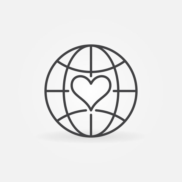 地球地球仪与心线图标-概念图片下载