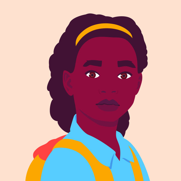 近距离拍摄一个背着背包的女学生图片下载