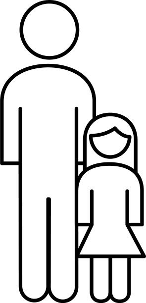 家庭中的父亲形象与女儿线条风格的图标图片下载