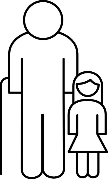 老爷爷和孙女的头像线图片下载