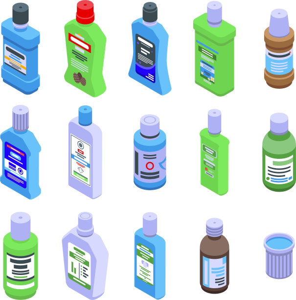 漱口水图标设置等距风格图片下载