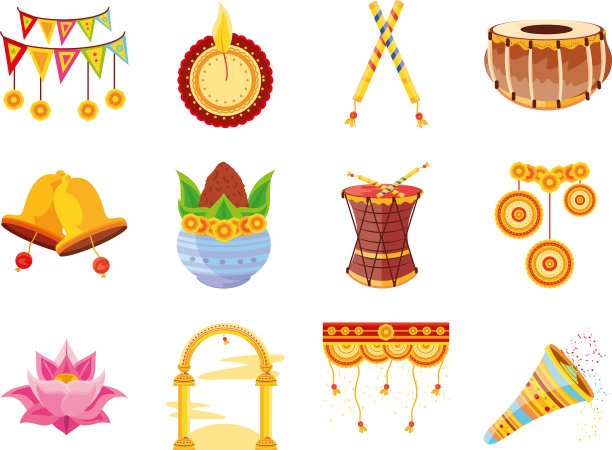 设置图标节日navratri在白色背景图片下载