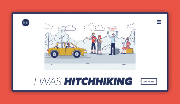 搭便车者的道路着陆页面设计图片下载