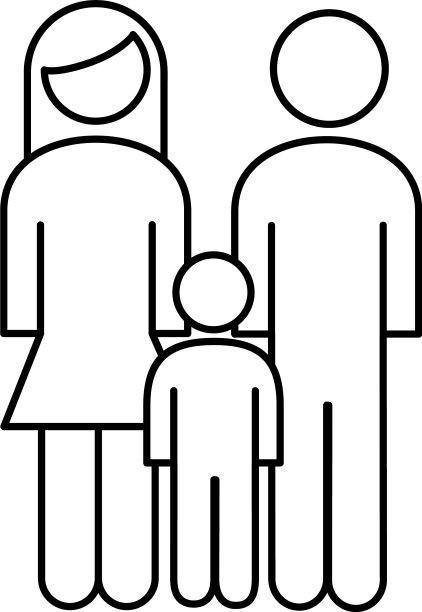 家庭父母夫妇与儿子人物线条风格图片下载
