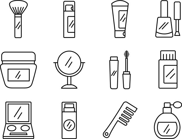 捆绑12个化妆化妆品集图标图片下载