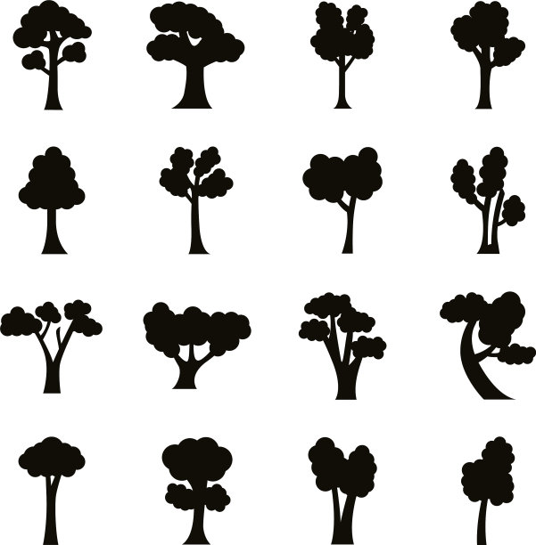 捆绑16棵树集合图标图片下载