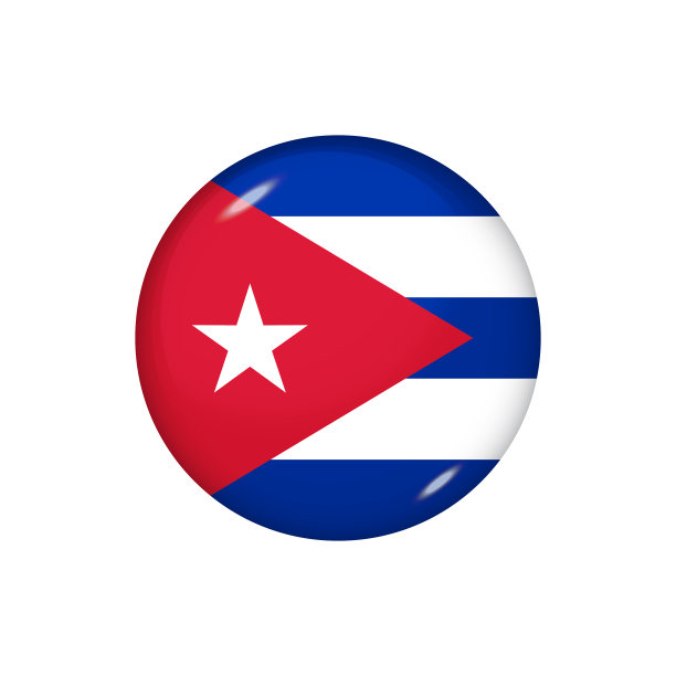 圆旗古巴按钮图标图片下载