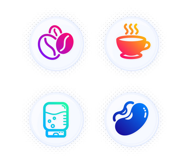 咖啡杯咖啡豆和水冷却器图标图片下载