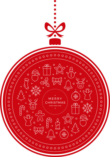圣诞装饰物图标元素红白图片下载