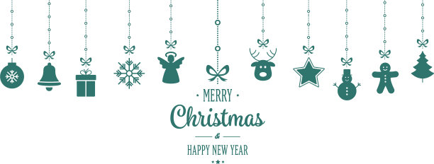 圣诞装饰品挂绿白背景图片下载