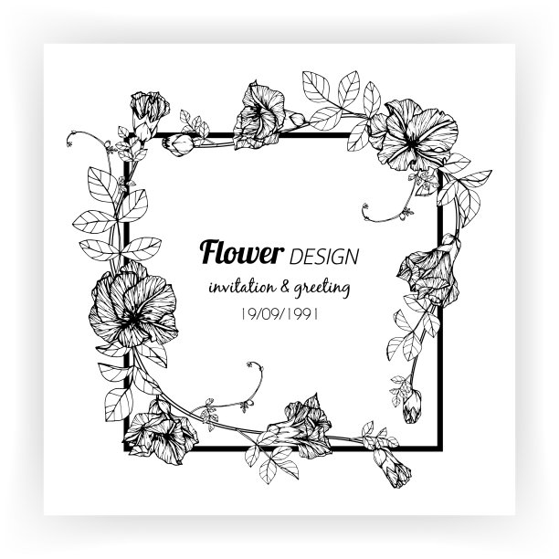 贺卡上有蝴蝶豌豆花和叶子图片下载