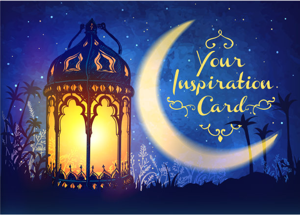 封面卡片与灯笼在黑暗的背景图片下载