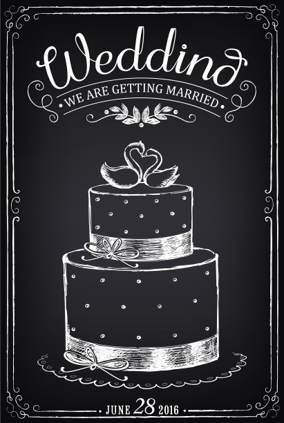 婚礼请柬和婚礼蛋糕图片下载