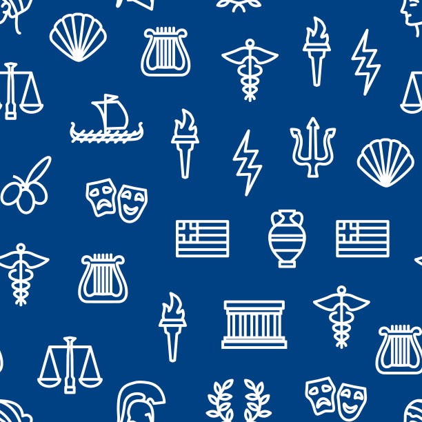 希腊概念细线无缝图案图片下载