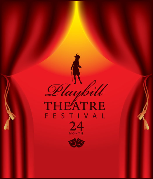 红色窗帘的戏剧节横幅图片下载