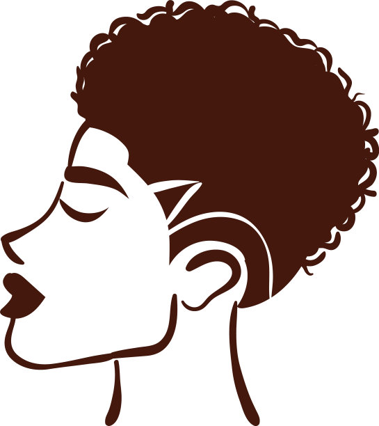 年轻的非洲妇女短发剪影风格图片下载