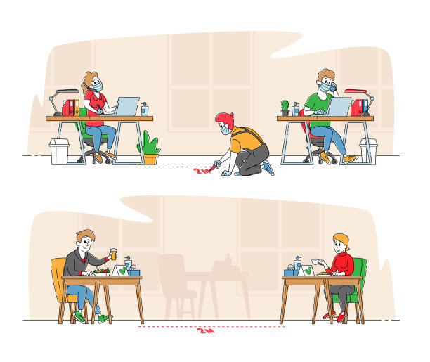 社交距离概念办公室人物图片下载