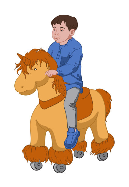 小男孩穿着蓝色的衬衫和鞋子，灰色的裤子图片下载