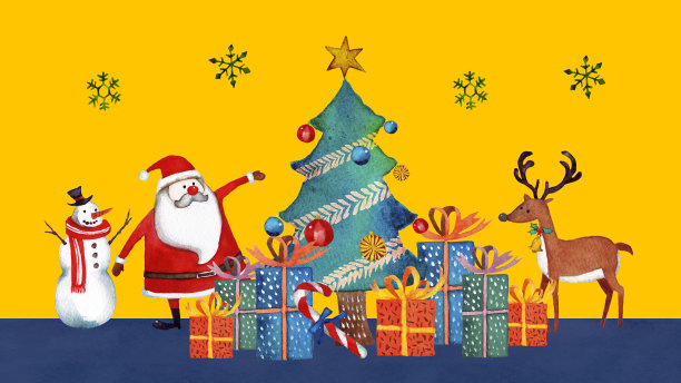 圣诞晚会水彩图片下载