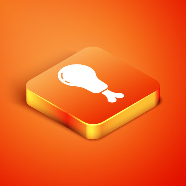 等距鸡腿图标孤立在橙色上图片下载