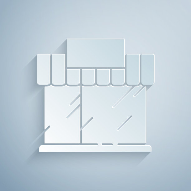 剪纸购物大楼或市场商店的图标图片下载