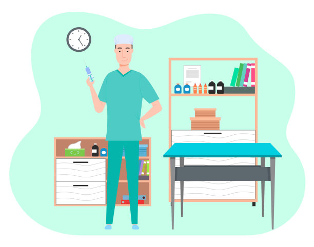 卡通男医生在医务室抱着一个图片下载