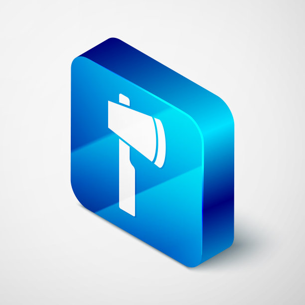 等距木斧图标孤立在灰色图片下载