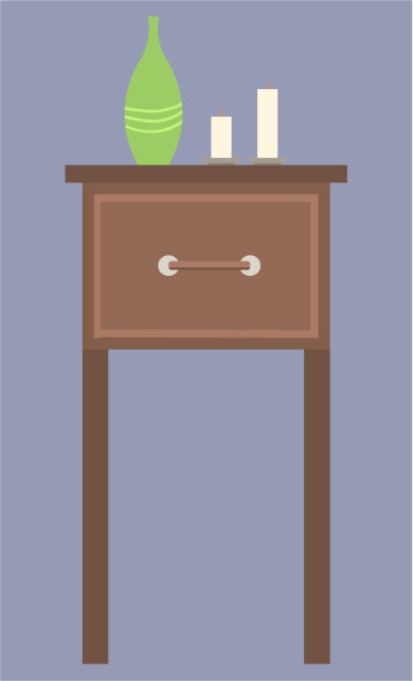 有花瓶和香薰蜡烛的咖啡桌图片下载