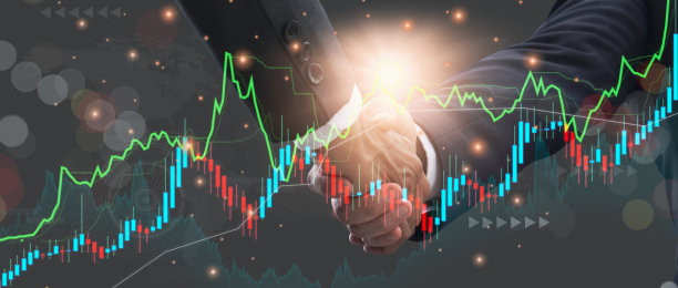 商人握手，以股票图形和图表为背景，概念业务和投资，股票市场和策略，制定市场计划和股票市场波动图片下载