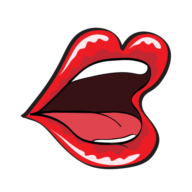 红色卡通女人嘴唇为您的设计股票图片下载
