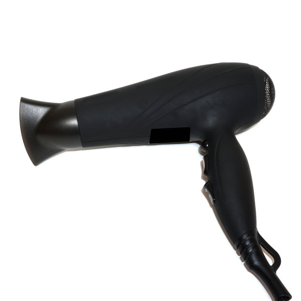 黑色空气烘干机用于干燥头发孤立的白色背景图片下载