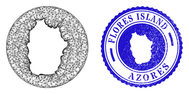 网格网模板弗洛雷斯岛亚速尔群岛地图图片下载