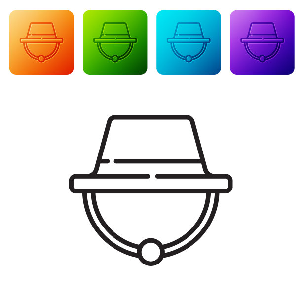 黑色线露营帽图标孤立在白色图片下载