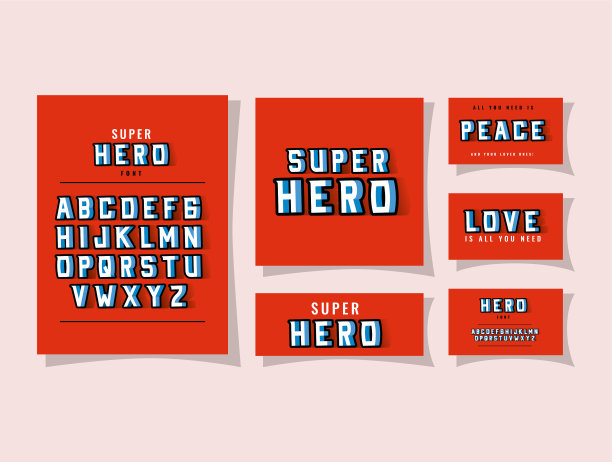 3d超级英雄字体字母和红色字母图片下载