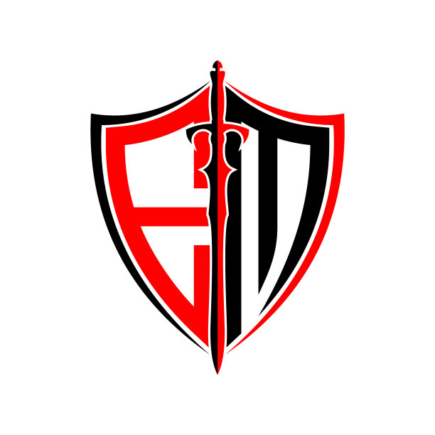 首字母e m盾甲剑为标志设计图片下载