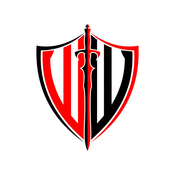 标志设计的首字母w盾牌盔甲剑图片下载
