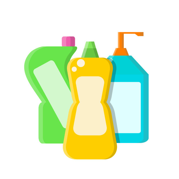 用洗发液和肥皂给不同的瓶子着色图片下载