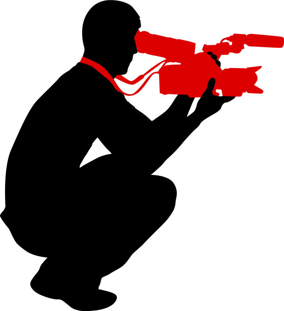 摄影师用摄像机在白色上拍摄剪影图片下载