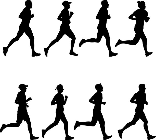 设置剪影赛跑者的短跑男子和女子图片下载
